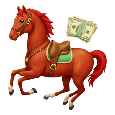 red horse agressive running money on the saddle text “ZGI” on leg sticker