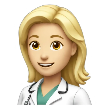 A blonde female doctor face, happy, oblique view sticker