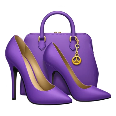 royal purple heels, cosmetics and bag emojis sticker