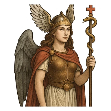 A Valkyrie holding a healing staff, blending Norse mythology with medical symbolism sticker