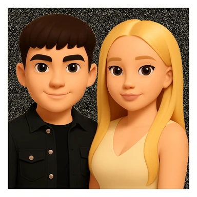 Slightly increase the volume of the upper body of the girl, slightly turn her to face forward, and make the skin color uniform. Maintain the cartoon style as in the reference image. sticker