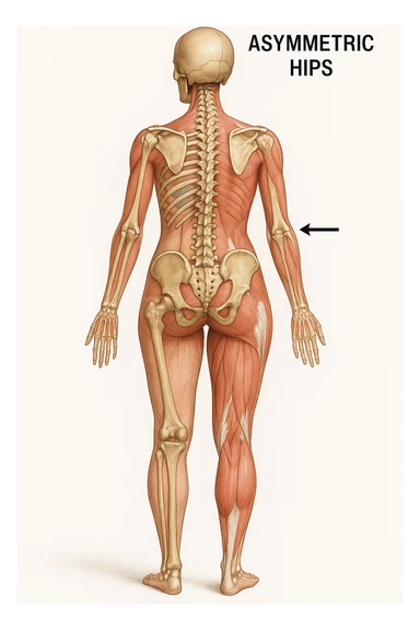 Donna vista anatomicamente con fianchi asimmetrici sticker