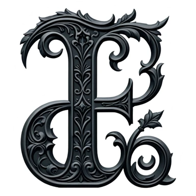 Black gothic Victorian , letter “F” of the alphabet sticker