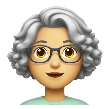 Female grey short bouncy hair glasses love heart sticker