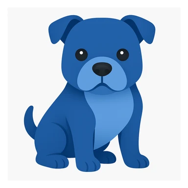 Create an emoji style illustration of a Staffordshire Bull Terrier in blue color. The style should resemble apple style emojis with concise details and no text. sticker
