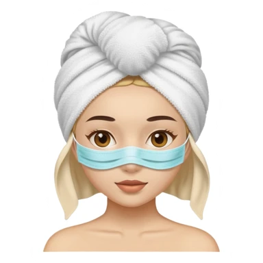 Chica con mascarilla y una tualla en la cabeza sticker