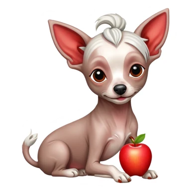 Chinese crested dog eating Apple sticker