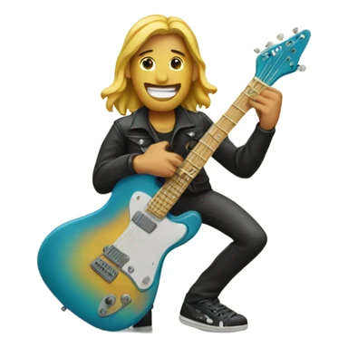 Surfing guitar player sticker