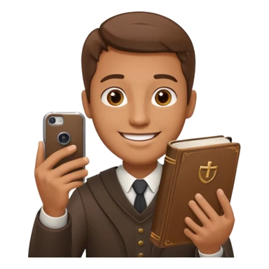 un homme avec une bible a la main qui fais un selfie  sticker