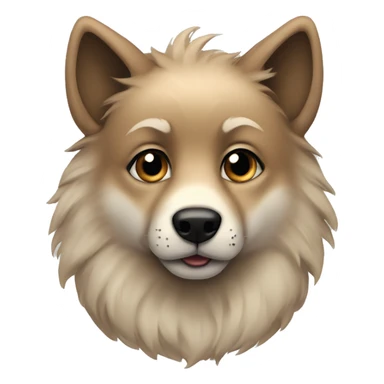 a light brown puppy-like wolf with black ears, black eyes sticker