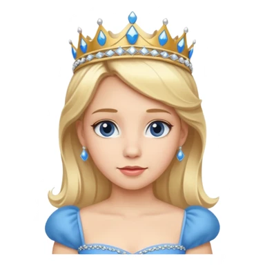 Princess in Blue Dress with Tiara, Blonde Hair sticker