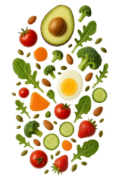 CIBO SANO CHE CADE VERTICALMENTE DALL'ALTO, IPERREALISTICO DALL'ALTO sticker