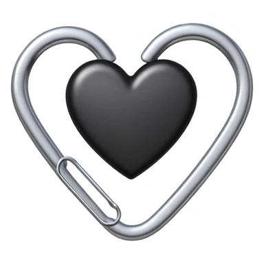 one silver paper clip with a black heart in the middle sticker