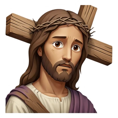 Jesus carrying the cross, focus on face and cross sticker