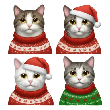 four cats wearing Christmas sweaters sticker
