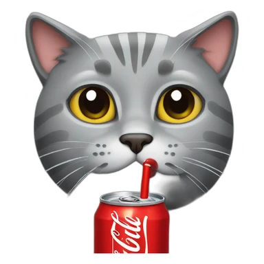 Grey Cat drinking coke sticker