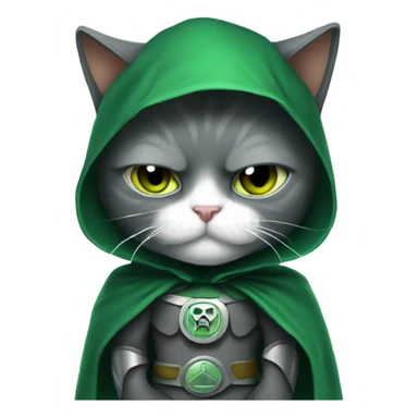 Cat dressed as dr doom sticker