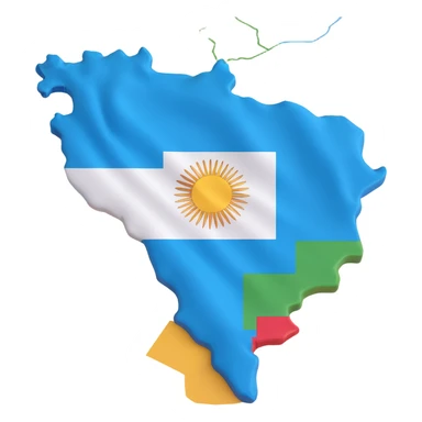 3D style illustration of Argentina's terrain with the Argentina flag overlaid, showing the flag colors vividly and clearly sticker