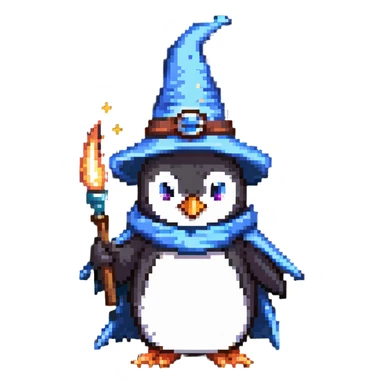 penguin wizard casting a spell sticker
