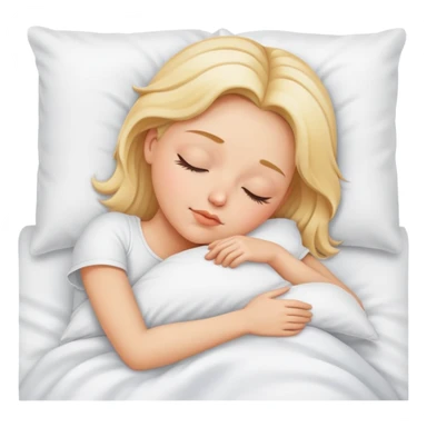blonde sleeping in white bed sticker