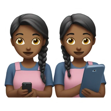 Two girls on their phones sticker