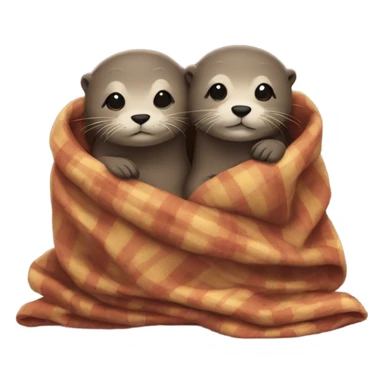Two otters cuddling under a blanket sticker