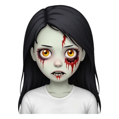 zombie girl with emo long hair white and white shirt emoji sticker