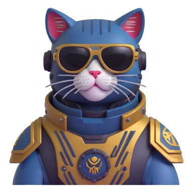 cat with sunglasses, Warhammer 40,000 style power armor sticker