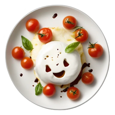 Burrata cheese with balsamic sauce and cheery tomatoes  sticker