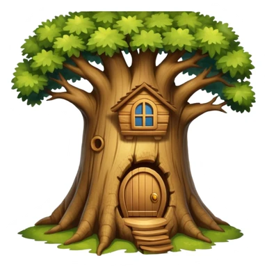house inside a large oak tree trunk sticker