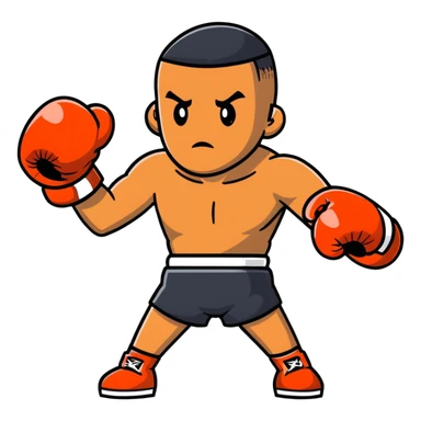 Young Black boxer, 19 years old, in boxing pose with gloves sticker