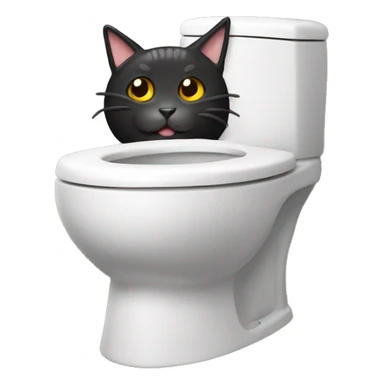 Toilet with a cat's head sticker