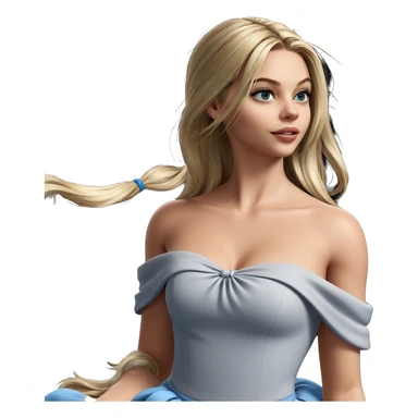 blonde girl in blue dress sticker