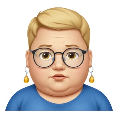 obese boy with spectacles and earring sticker