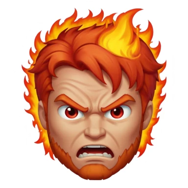 burning angry bodybuilder red haired man  sticker