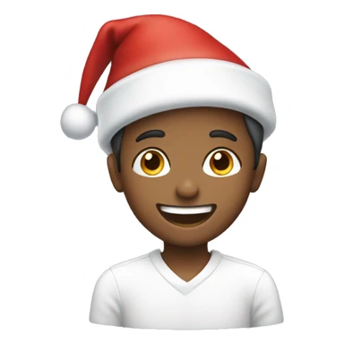 smiling boy in white shirt and a Christmas hat  sticker
