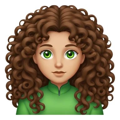 Character with extremely long massive voluminous curly brown hair and bright green eyes sticker