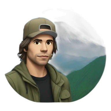 Orelsan the rapper that smoke in front of fuji mountain sticker