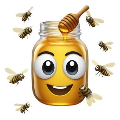 emoji eating honey with flys sticker