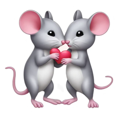 Cute kissing mice in a heart sticker