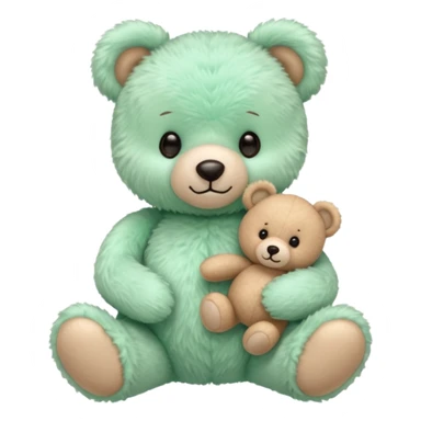 Adorable mint green teddy bear, with his realistic mini teddy bear doll sticker