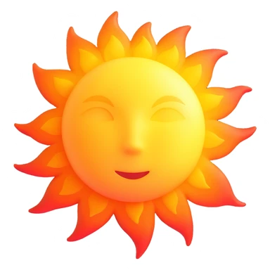 scientific sun star emoji with burning surface, solar flares, bright yellow-white, orange and red hues, realistic, radiant, no face, simple and round sticker