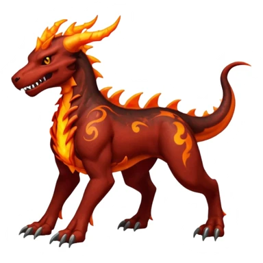 Copper-Bronze Molten-Lava Glow-Cracked Fiery-Runed Draconic Houndoom-Garchomp-hybrid-creature (full body) sticker