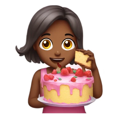Yummy cake girl eating sticker