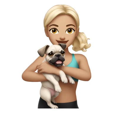 light-skinned and fair-haired dancer with a French bulldog puppy sticker