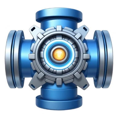 Powerful modern engine emoji, thick industrial metal body, rotating inner parts, glowing energy core. sticker