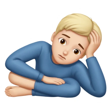 Bored face with hands on face laying on stomach with feet kicked up behind head sticker