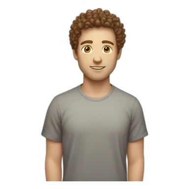 white guy with brown curly hair on top and normal hair on sides sticker
