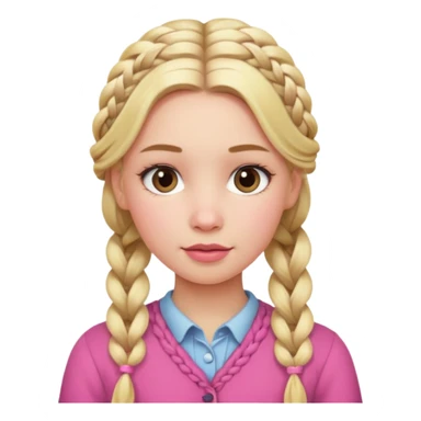 blonde girl, braided hair, pink cheeks sticker