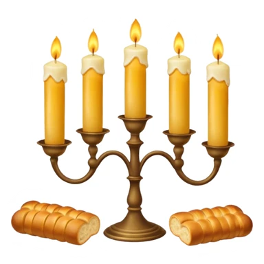 Shabbat two candles in candlesticks and hala bread  sticker